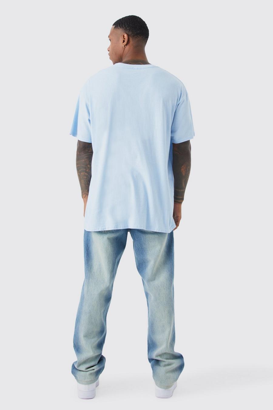 niebieski t-shirt oversize nadruk