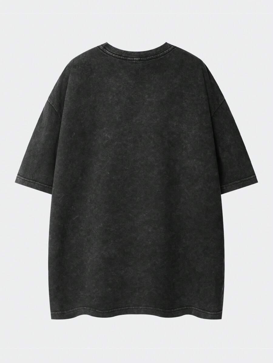 CZARNY T-SHIRT nadruk