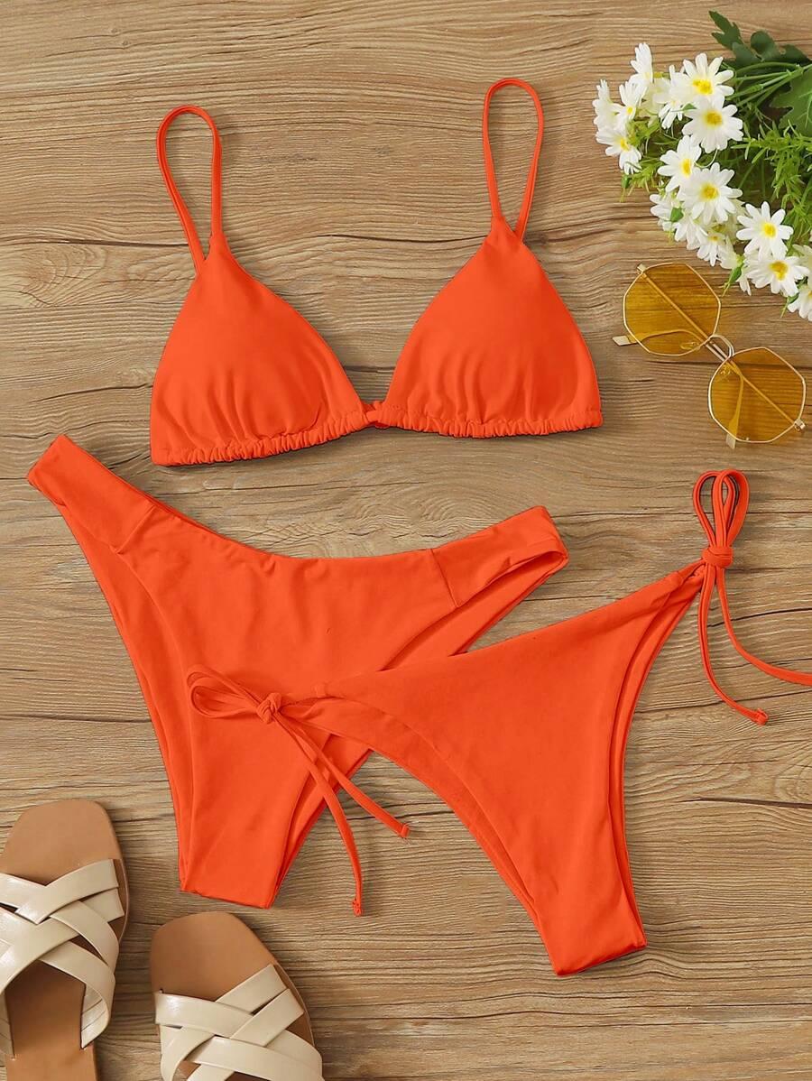 pomarańczowy dół od bikini wiązanie