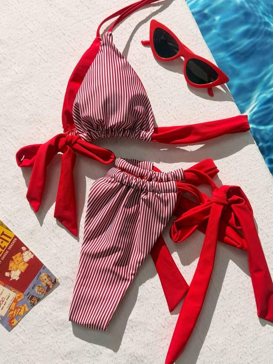 KOMPLET BIKINI W PASKI WIĄZANY
