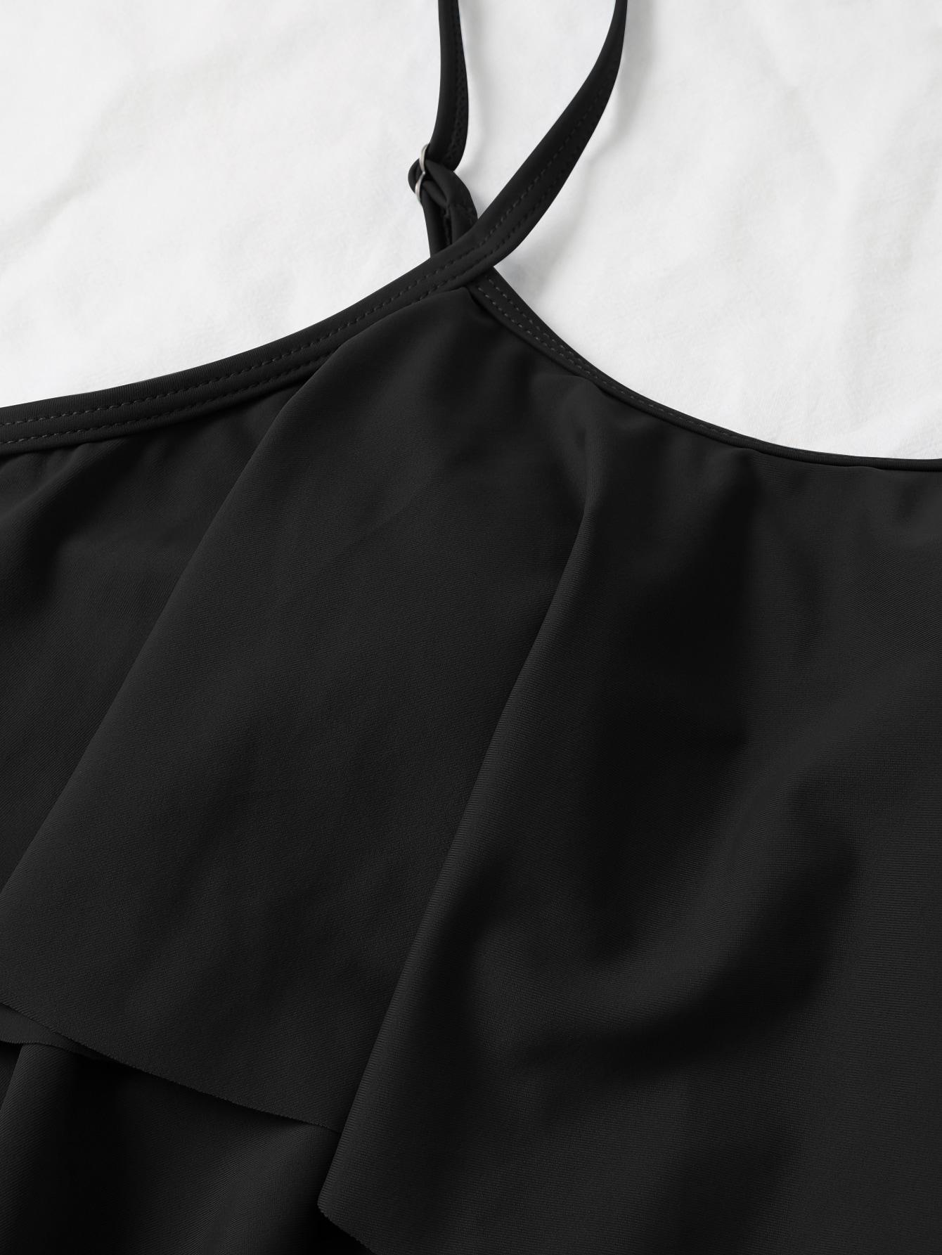 CZARNY DWUCZĘŚCIOWY STRÓJ KĄPIELOWY TANKINI