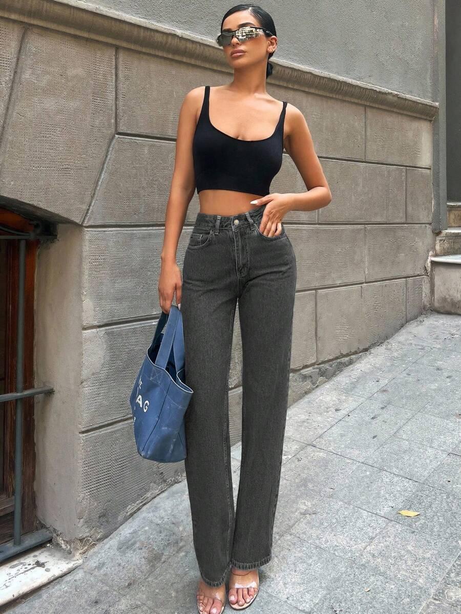 szare spodnie jeans 