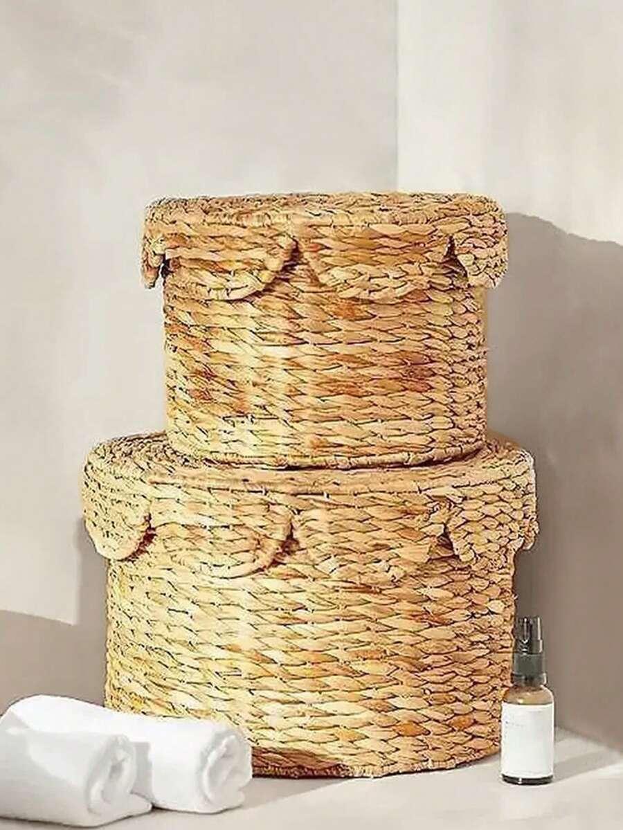 beżowe wiklinowe koszyki 2-pack
