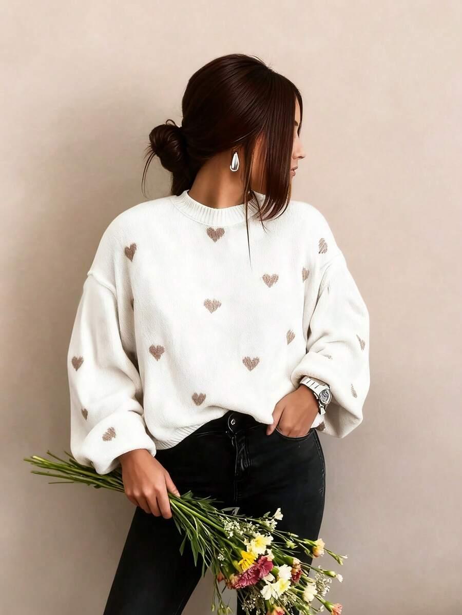 biały sweter print 
