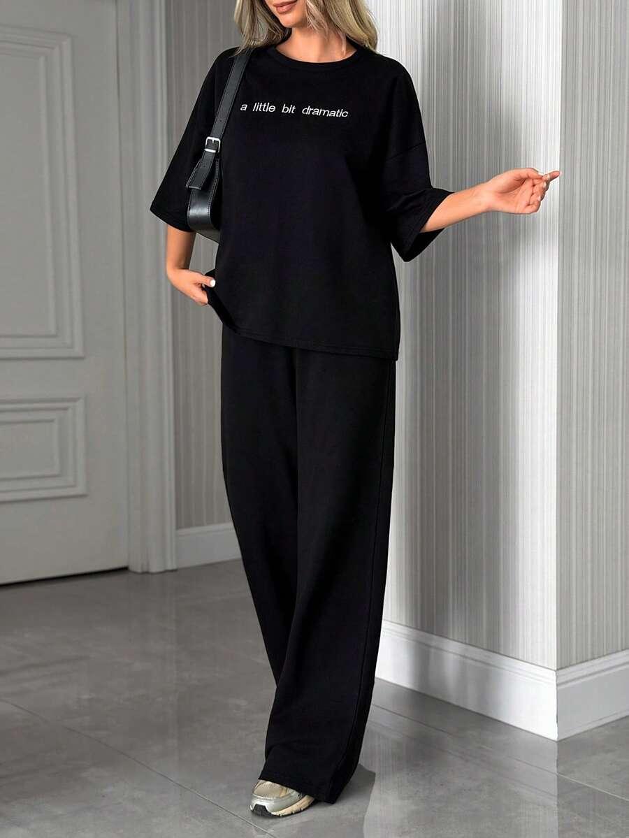 czarny t-shirt napis