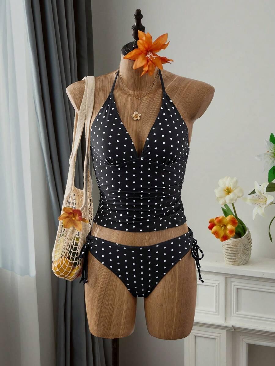 wiązany dół od bikini wzór groszki