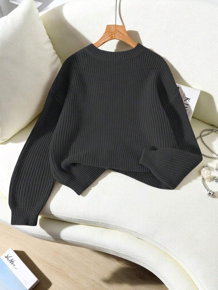 SZARY DZIANINOWY SWETER 
