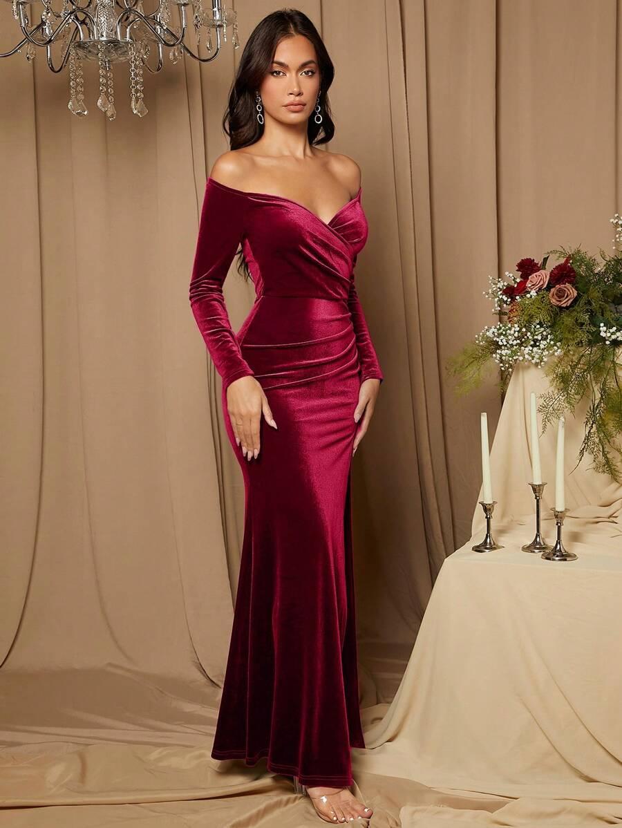 burgundowa sukienka maxi