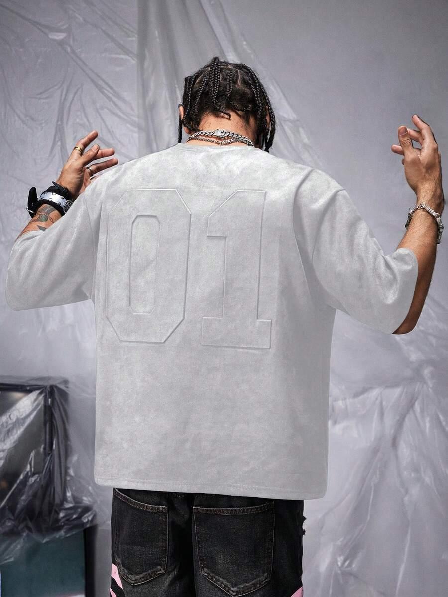 szary t-shirt okrągły dekolt