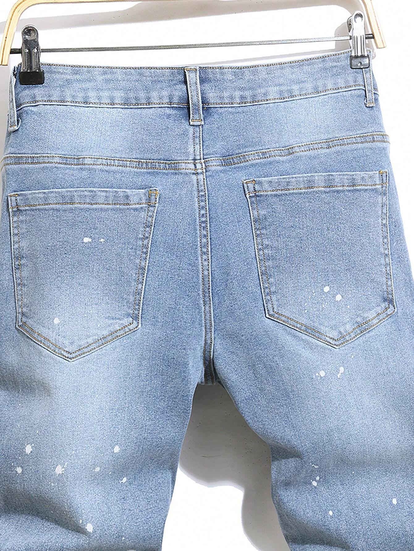 niebieskie spodnie jeans ripped