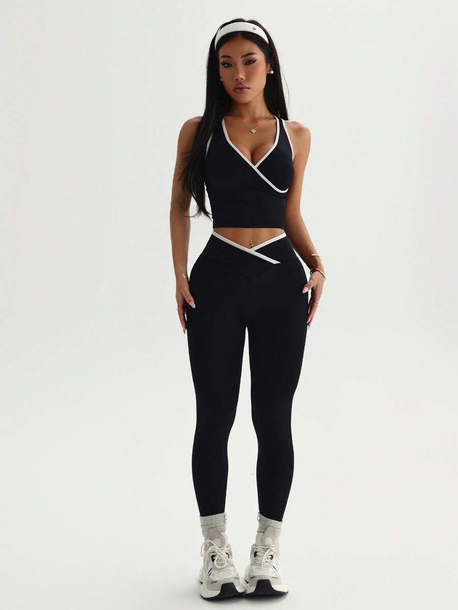 czarne legginsy casual