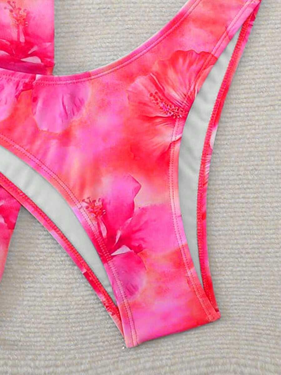 trzyczęściowy kostium kąpielowy floral print