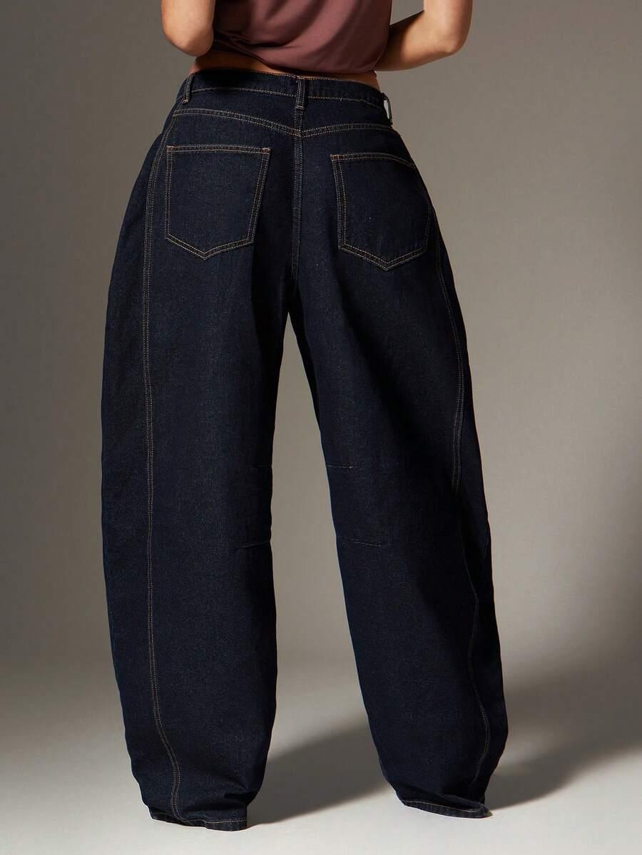 GRANATOWE SPODNIE JEANS