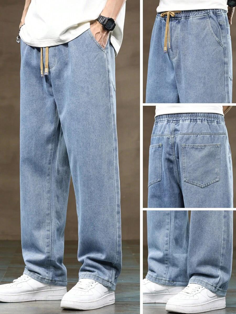 SPODNIE JEANS Z GUMKĄ W PASIE