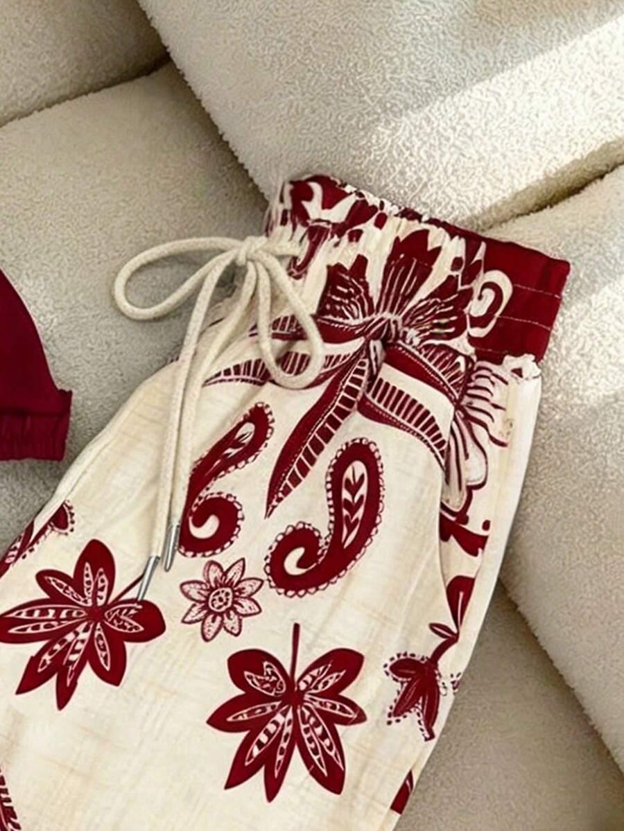 top spodnie komplet print