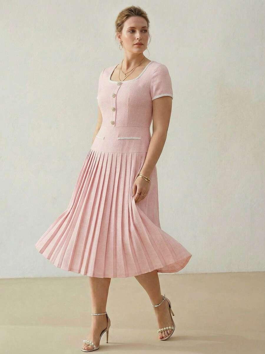 RÓZOWA  plisowana sukienka