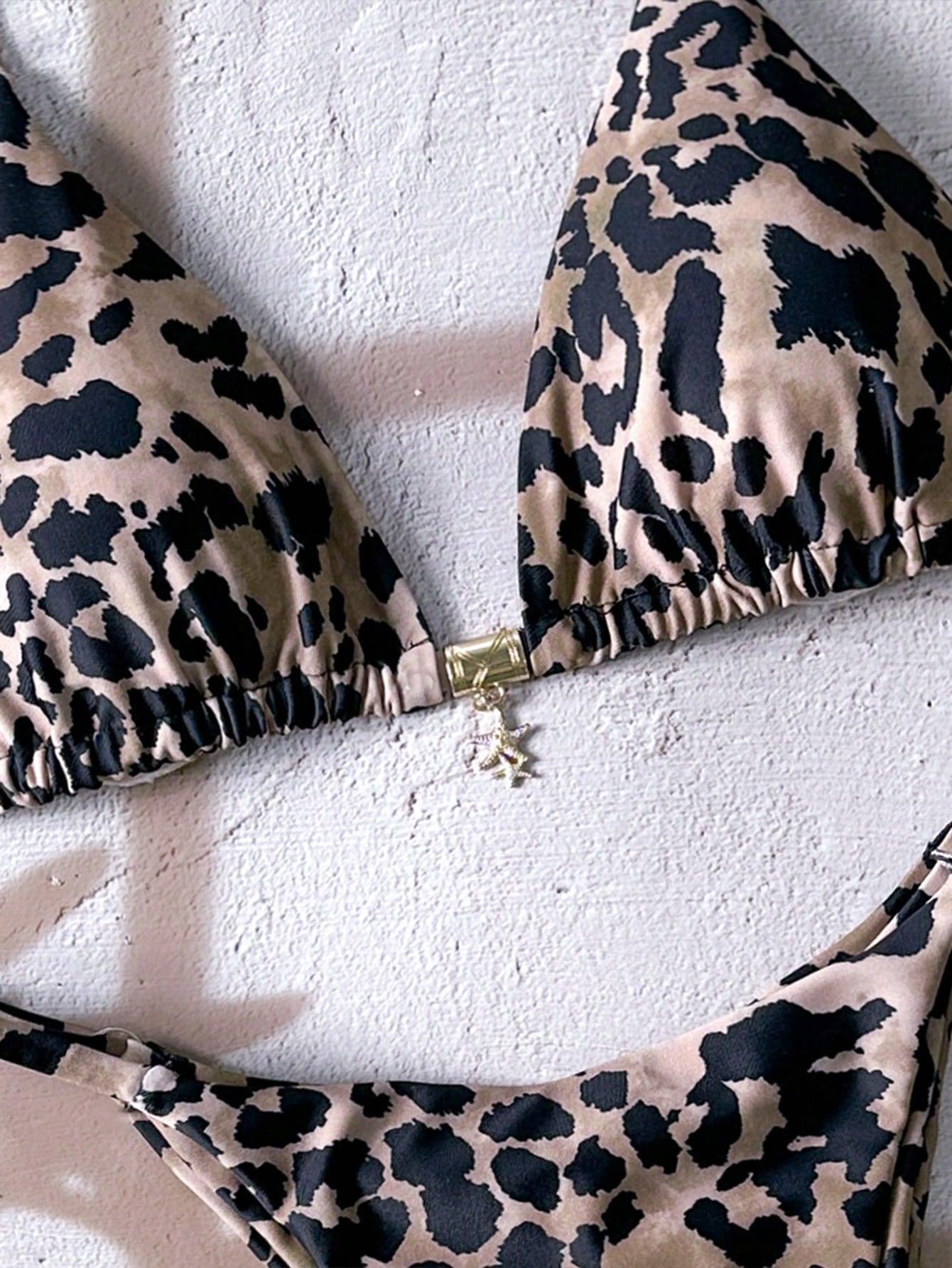 dwuczęściowy strój kąpielowy animal print