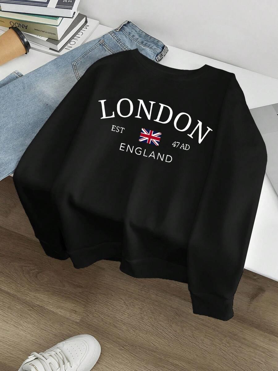 granatowa bluza nadruk