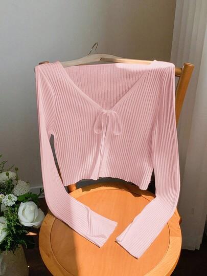 różowy sweter wiązanie