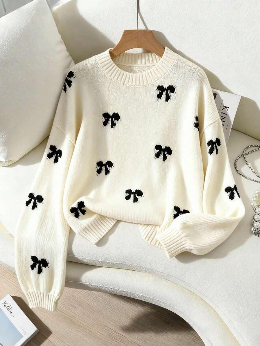 sweter wzór kokardki