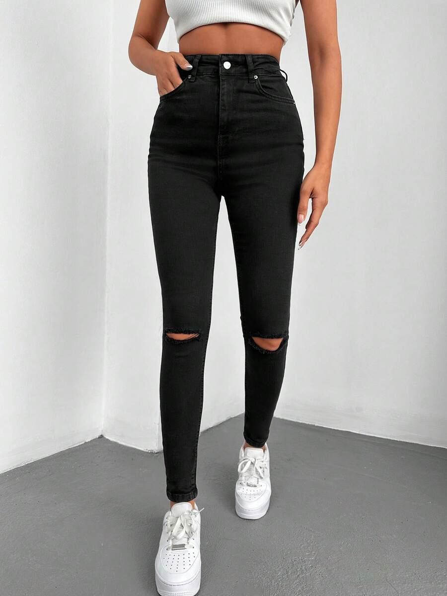 CZARNE SPODNIE JEANS