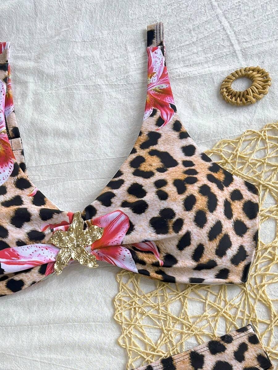dwuczęściowy strój kąpielowy animal print