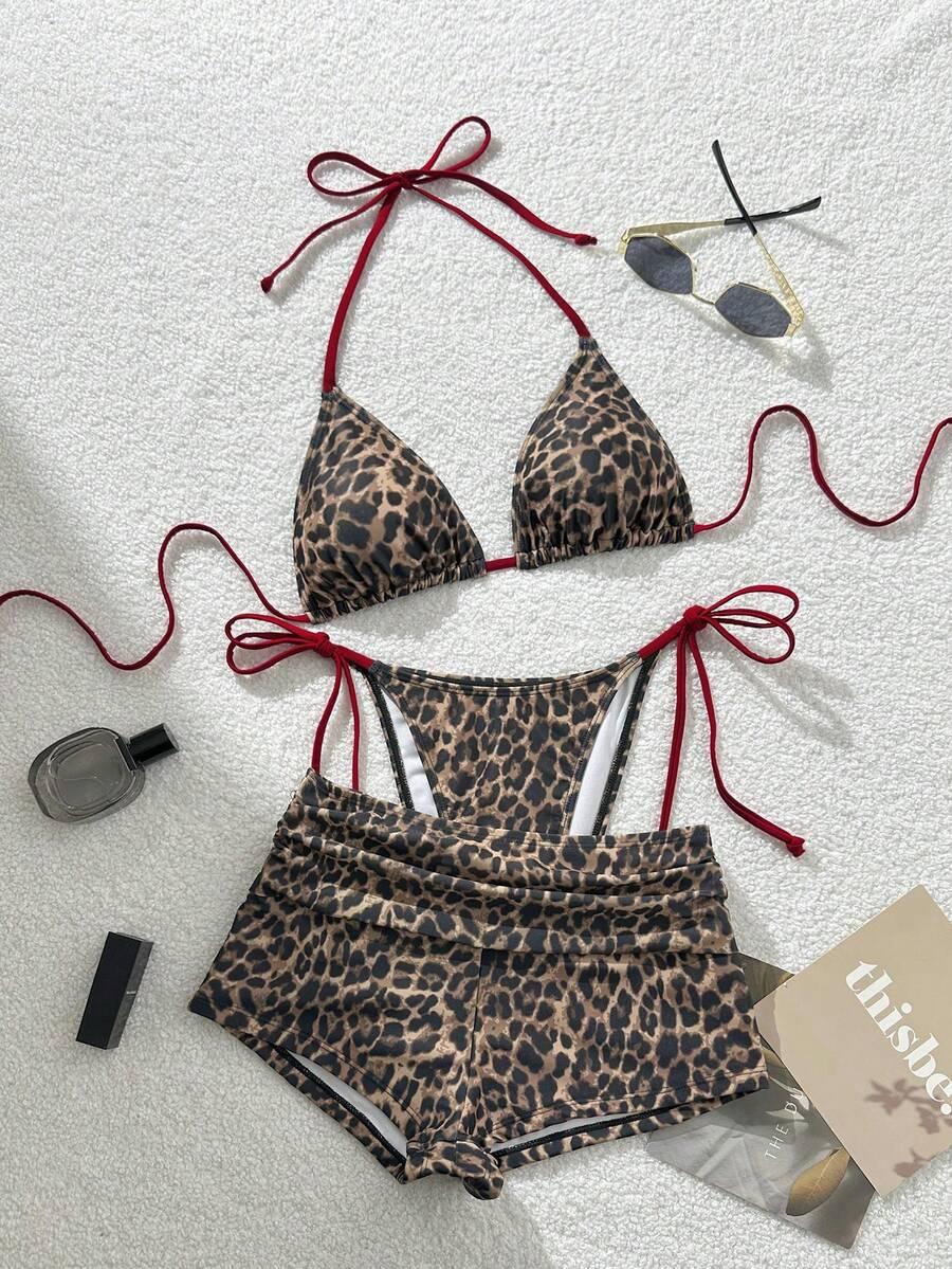 TRZYCZĘŚCIOWY STRÓJ KĄPIELOWY animal print
