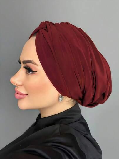czerwona chusta turban na głowę 