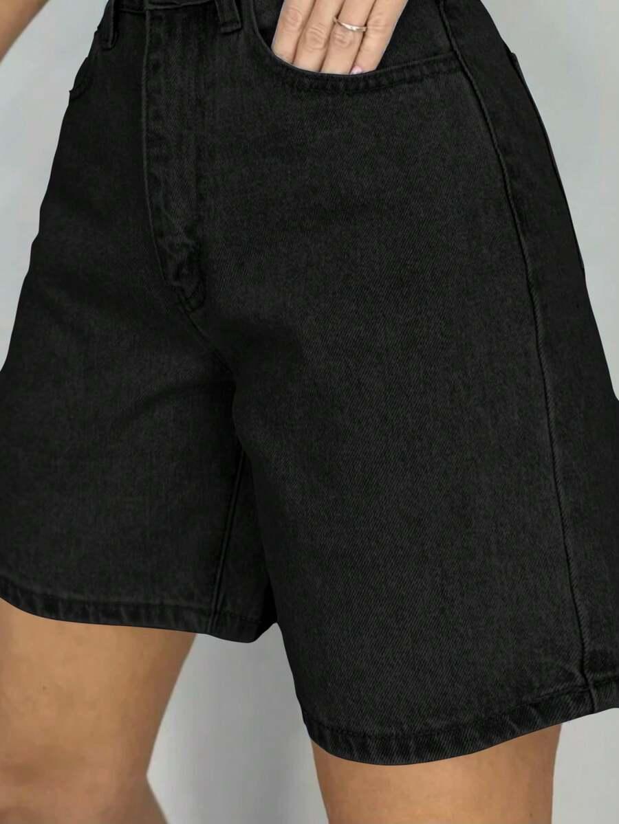 CZARNE KRÓTKIE SPODENKI BERMUDY JEANS KIESZENIE