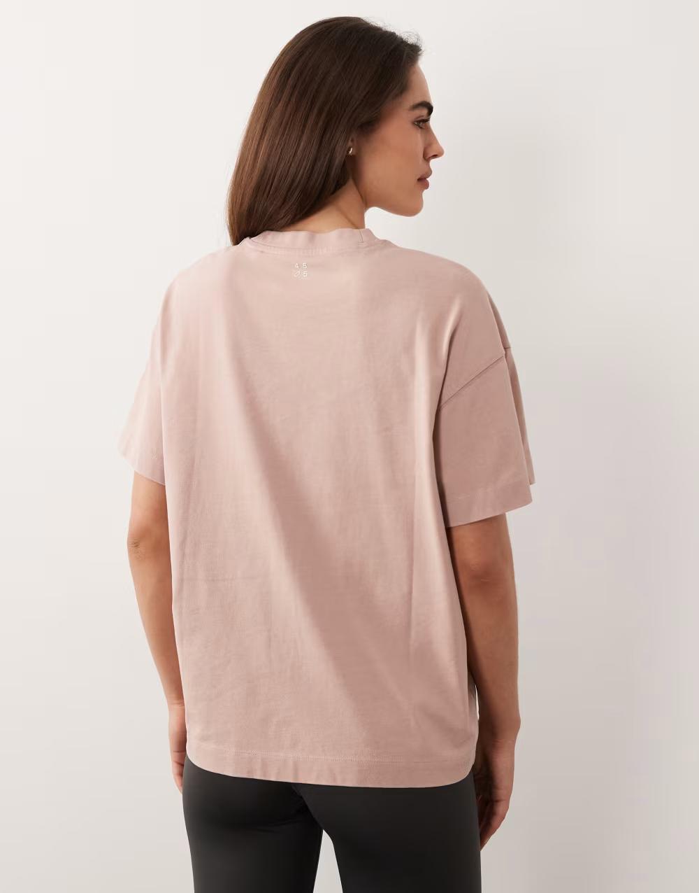 RÓŻOWY T-SHIRT OKRĄGŁY DEKOLT