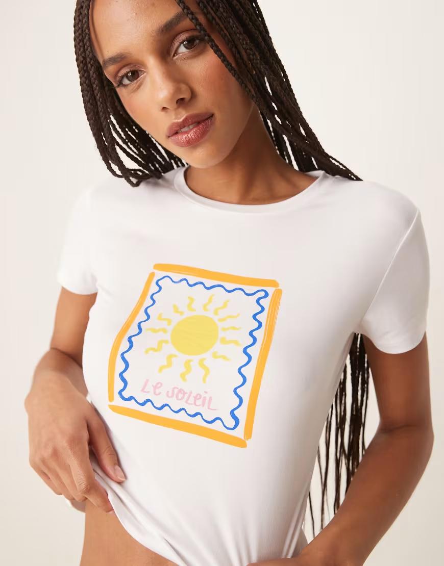 BIAŁY T-SHIRT PRINT