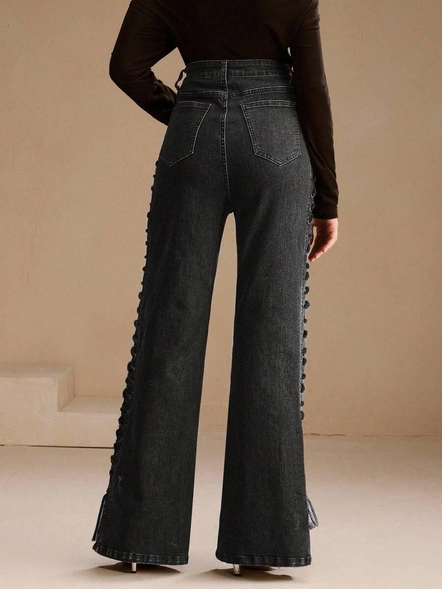 CZARNE SPODNIE JEANS