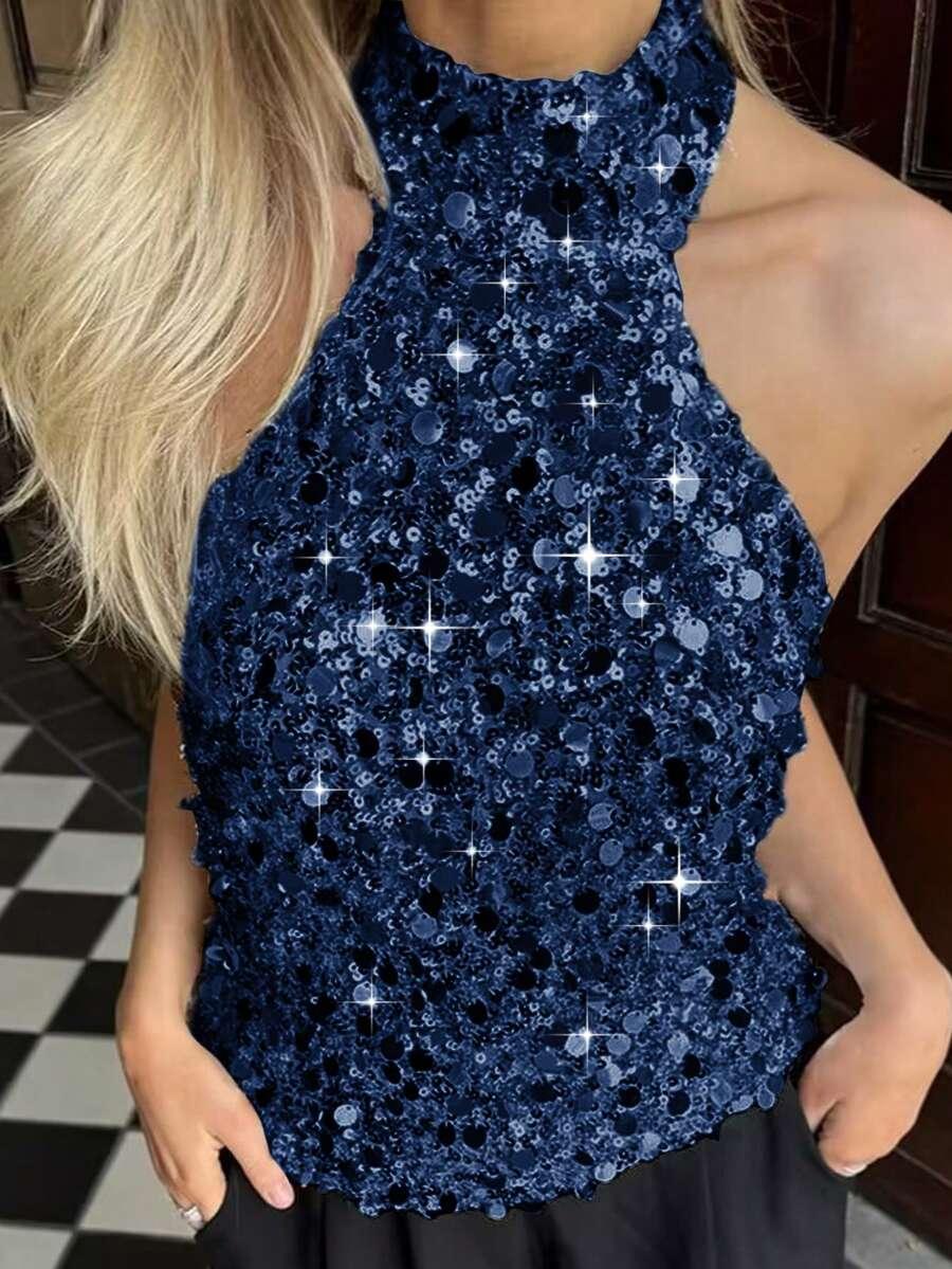 granatowy top cekiny