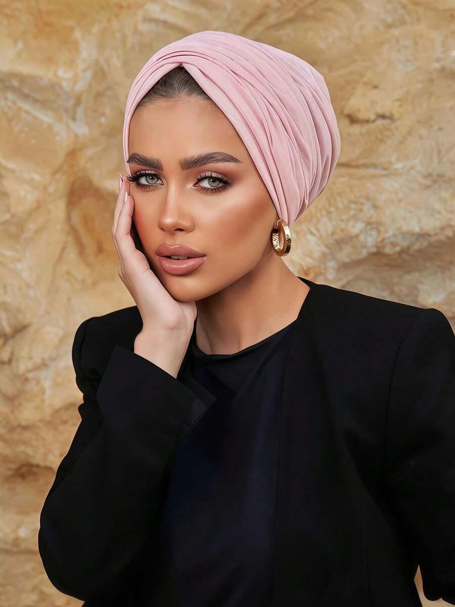 różowy turban na głowę