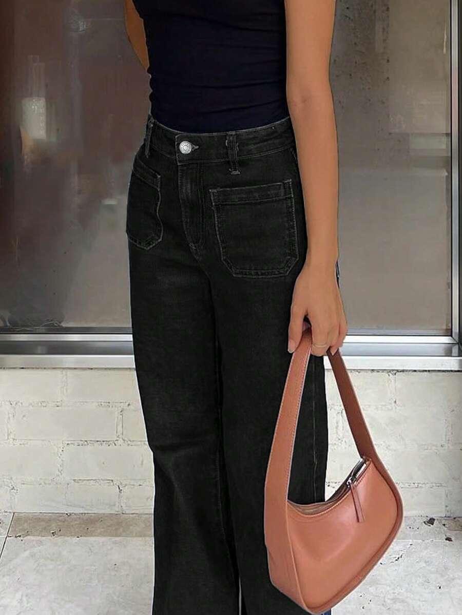 CZARNE SPODNIE JEANS