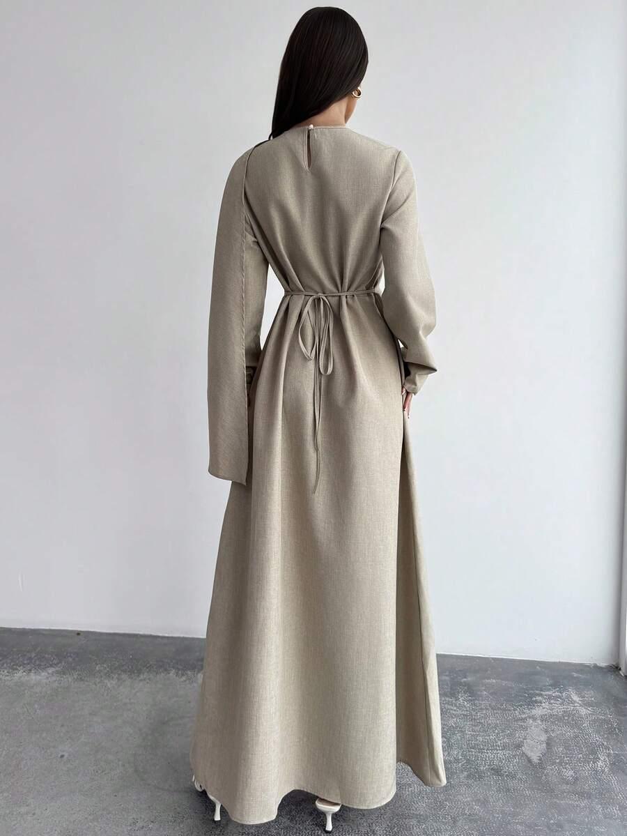 BEŻOWA MAXI SUKIENKA