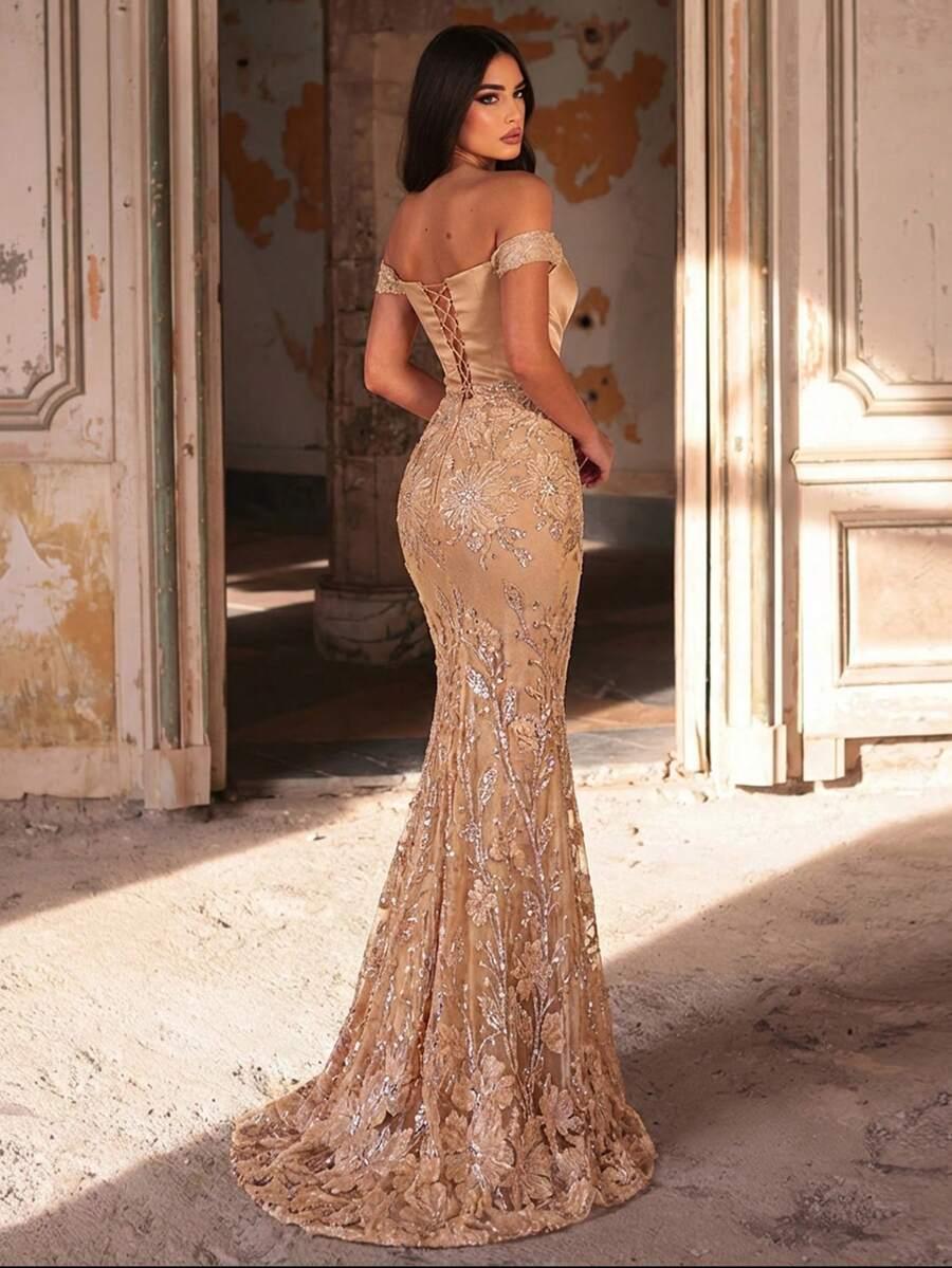 zdobiona maxi sukienka