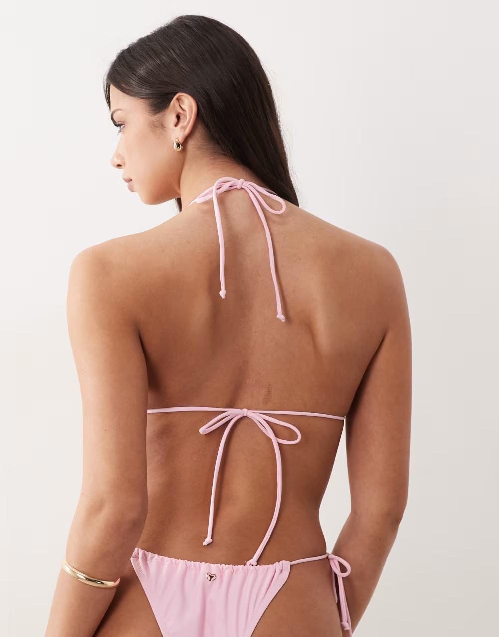 różowa góra od bikini wiązanie