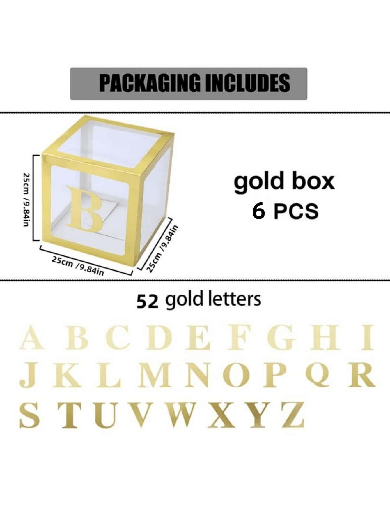 złote pudełka litery dekoracja 5-pack