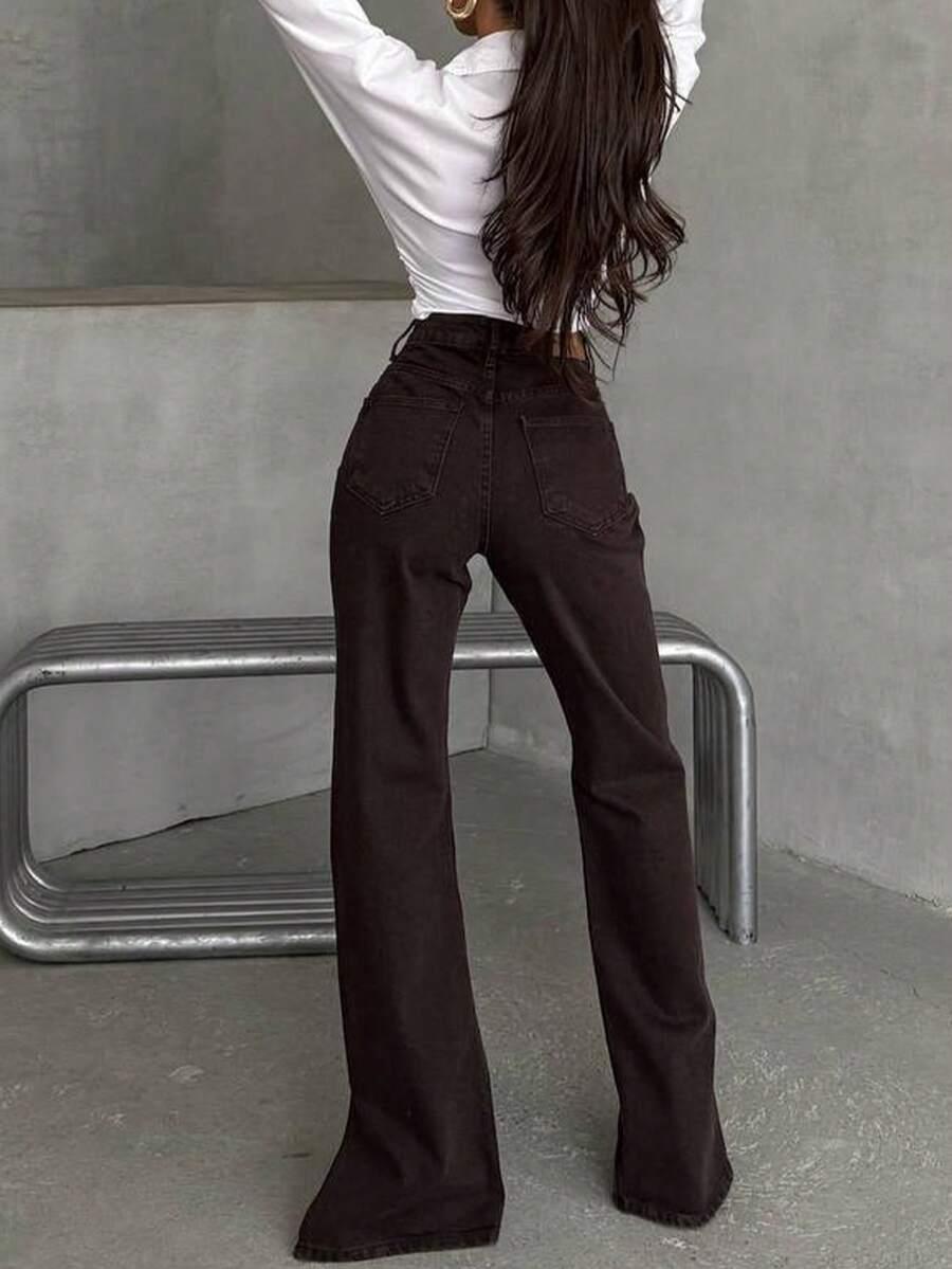 BRĄZOWE SPODNIE JEANS