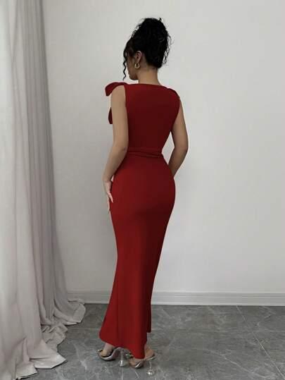 czerwona maxi sukienka