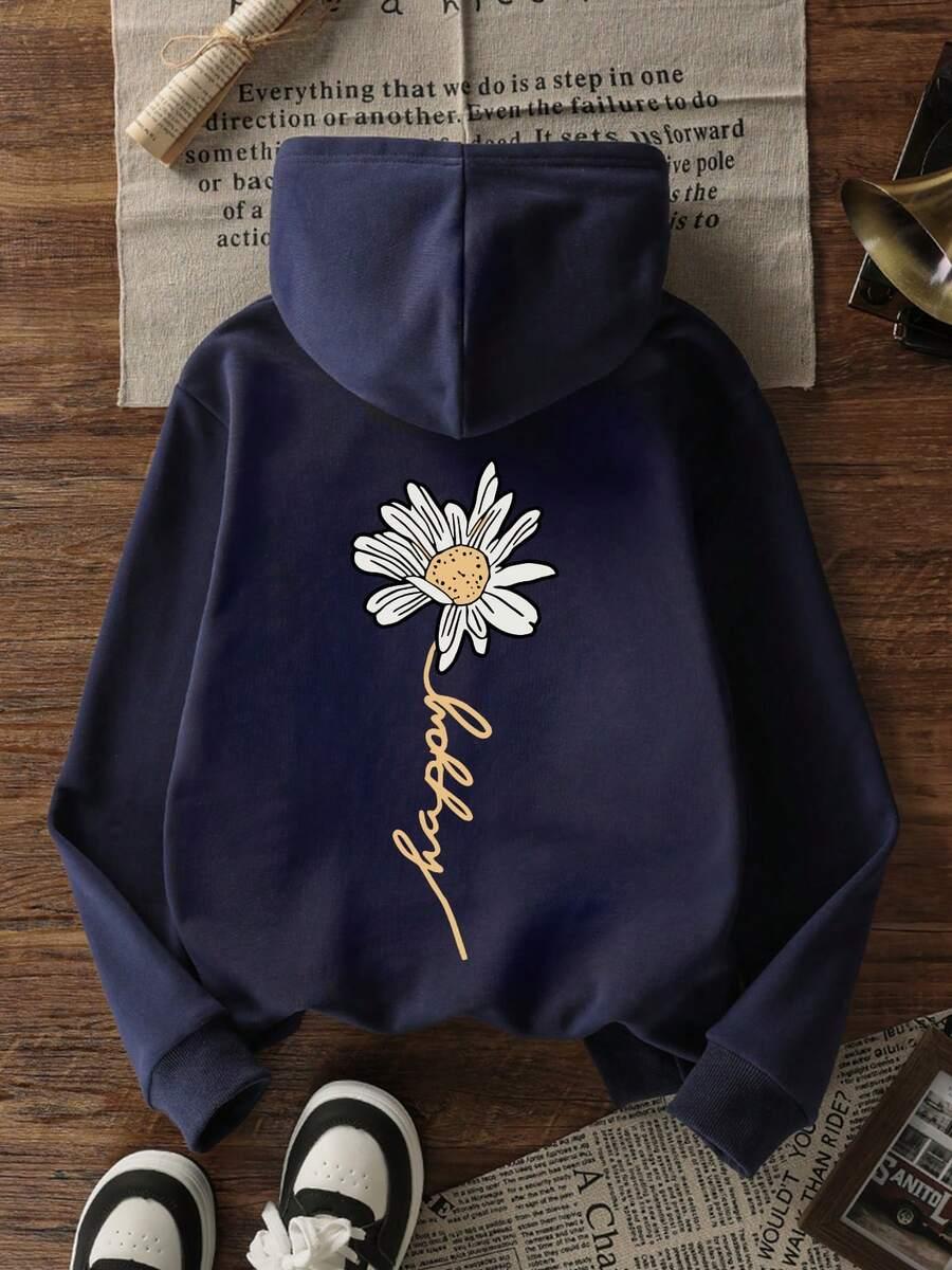 GRANATOWA BLUZA NADRUK
