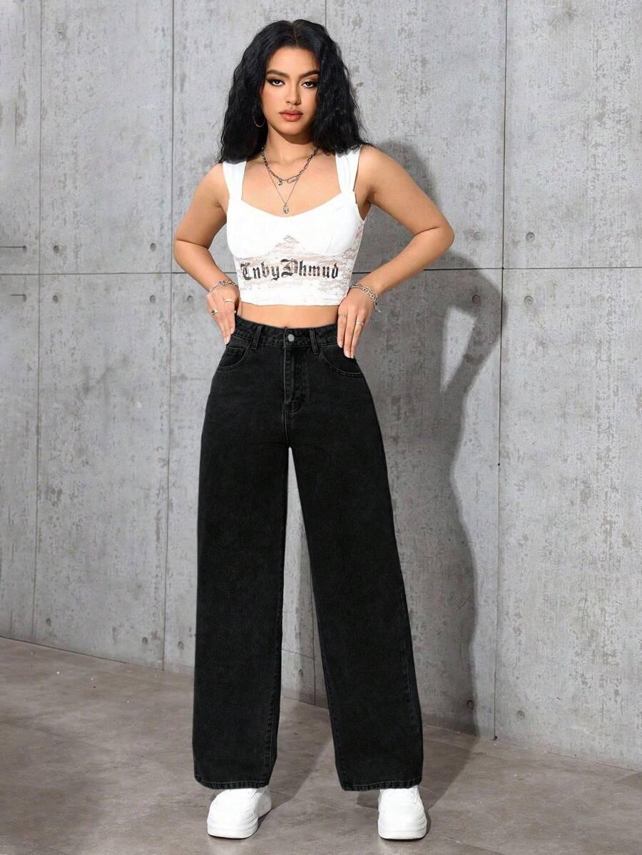 CZARNE SPODNIE JEANS