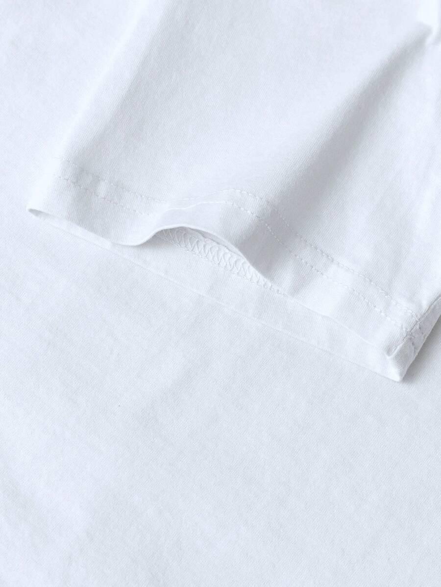 biały t-shirt z nadrukiem okrągły dekolt