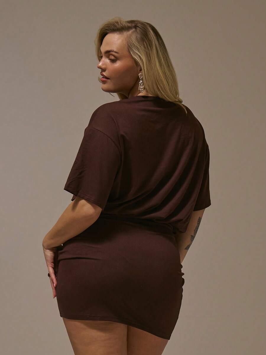 brązowa mini sukienka