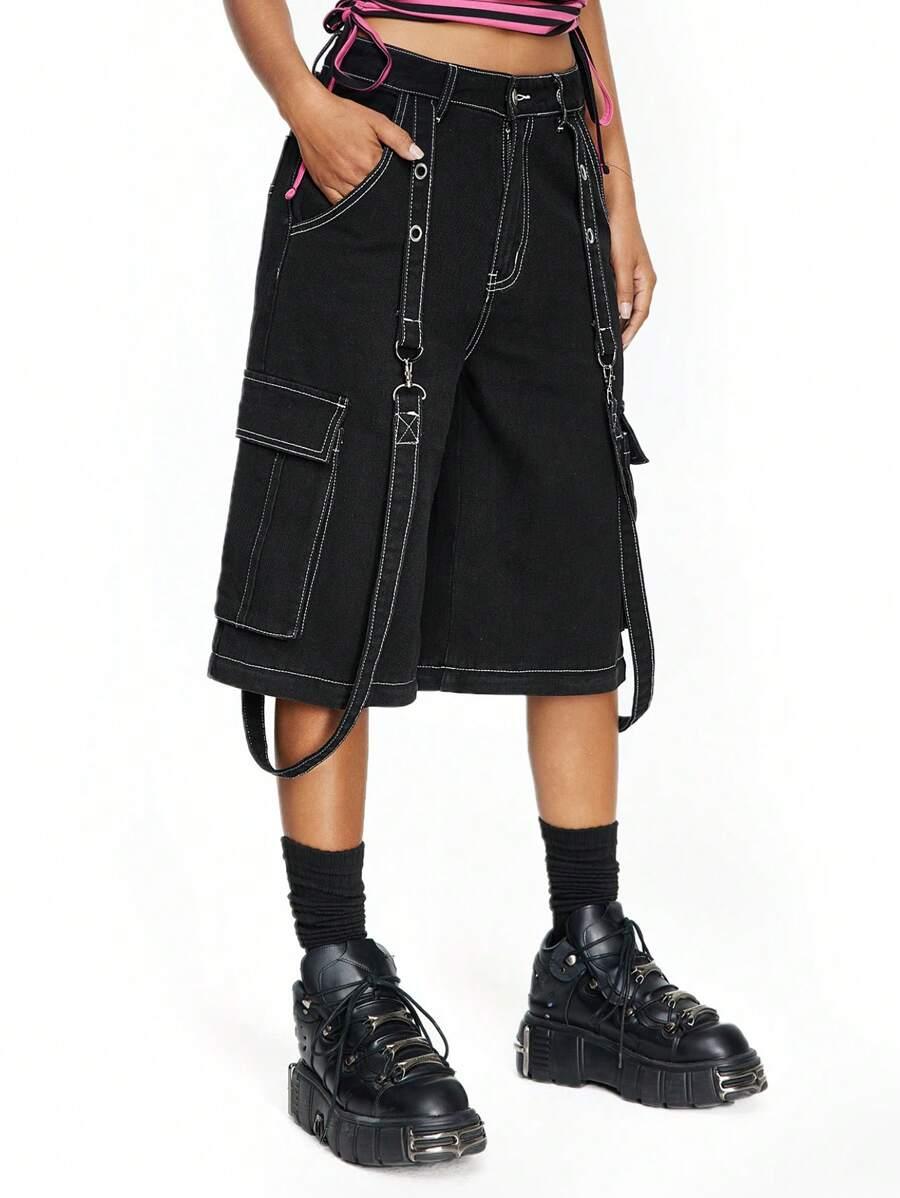 czarne spodnie 2w1 jeans