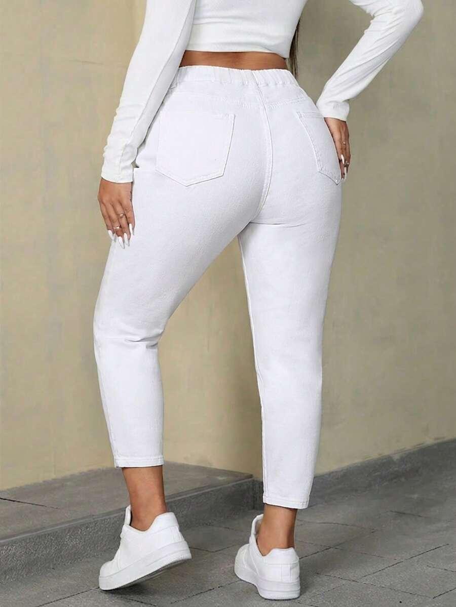 białe spodnie jeans wysoki stan