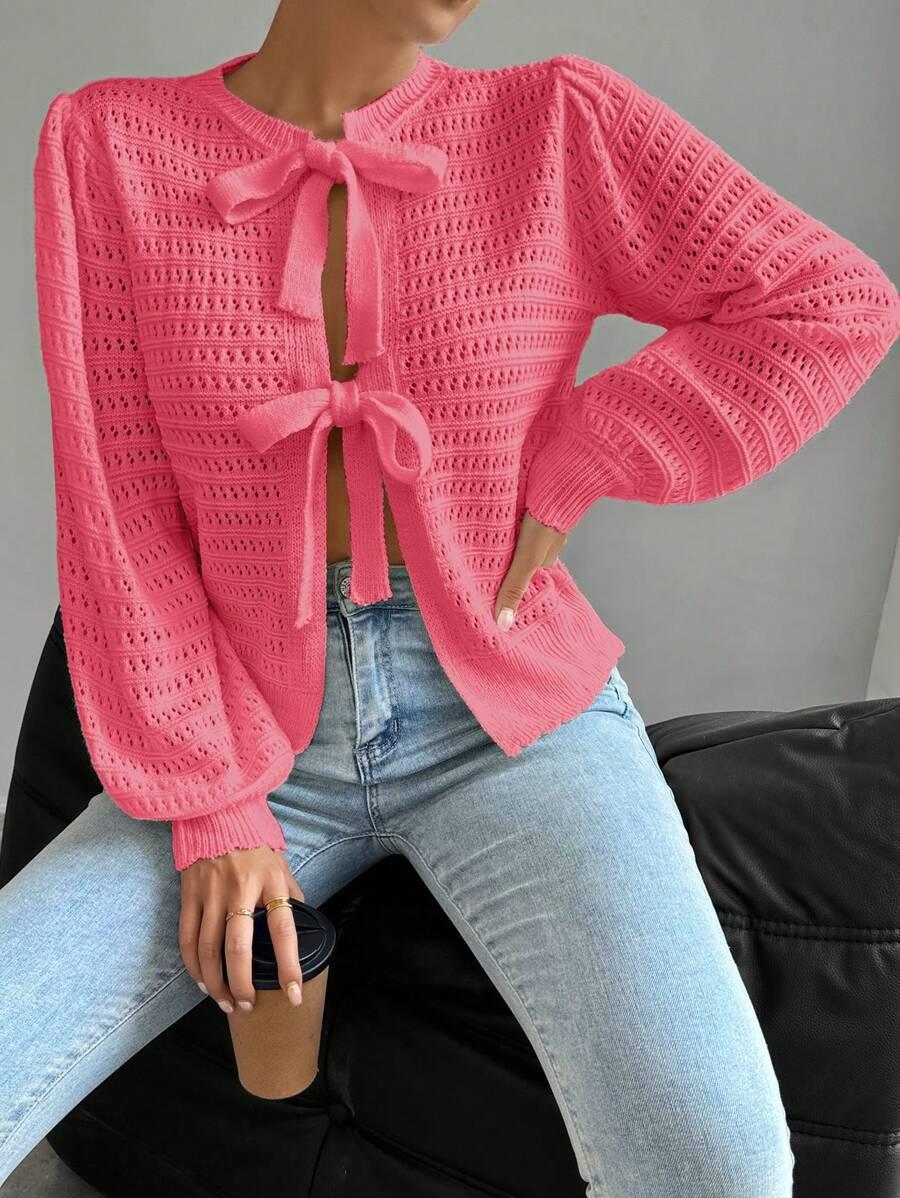 różowy sweter wiązanie