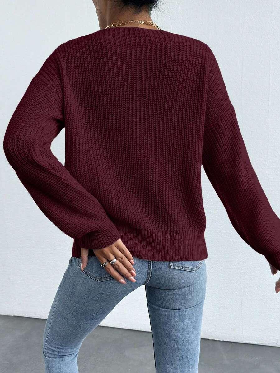 BORDOWY ROZPINANY SWETER