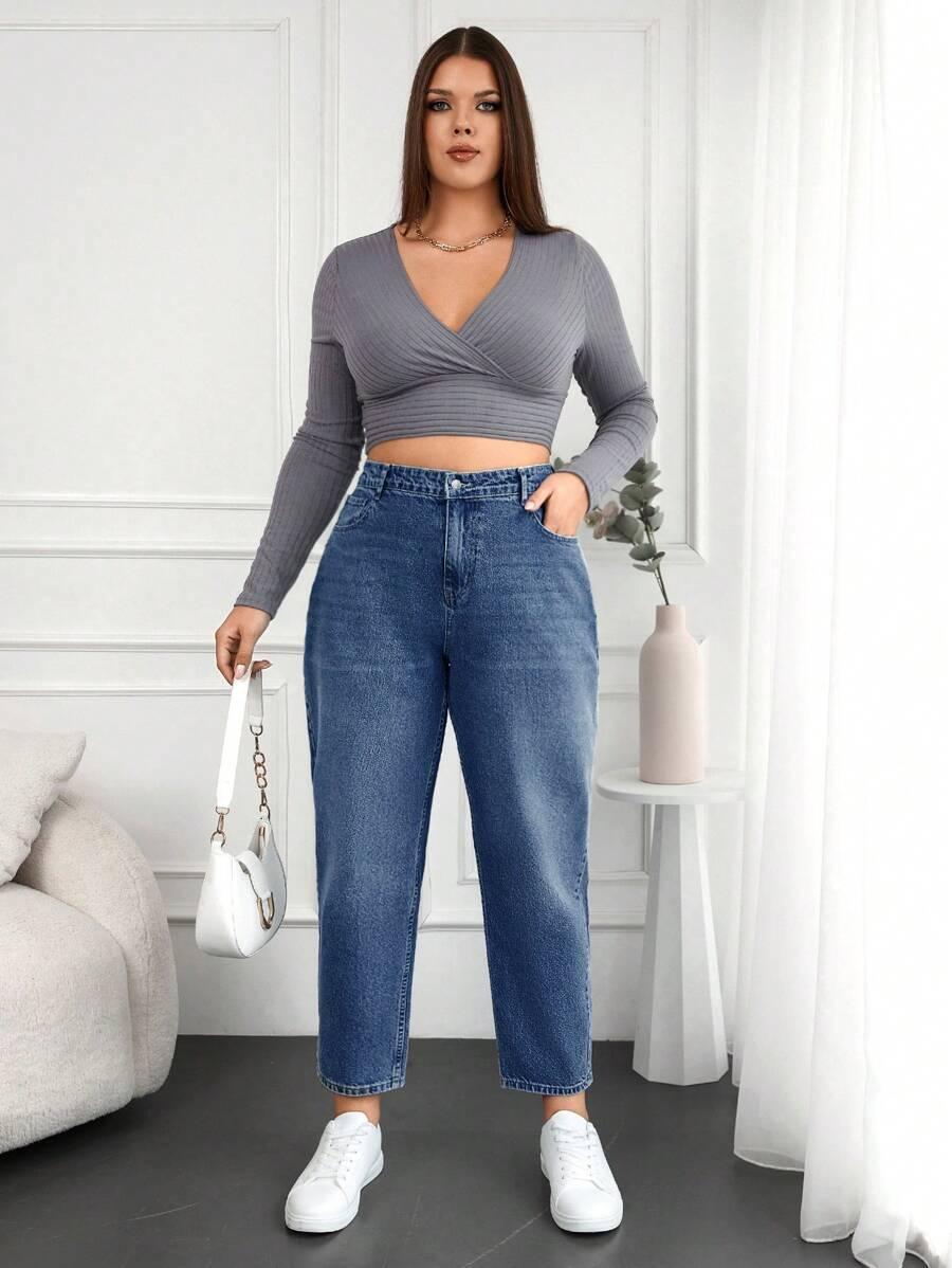 NIEBIESKIE SPODNIE MOM JEANS